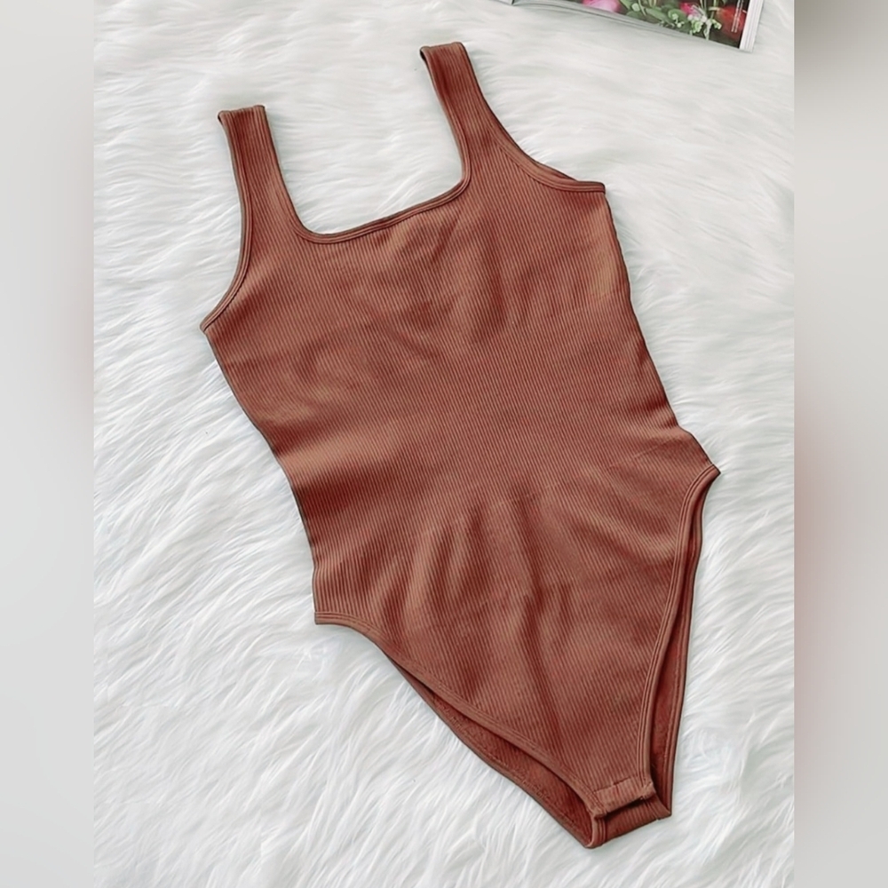 NANKEY STAR Tank Tops Bodysuits Ribbed Sleeveless Square Neck Shapewear New